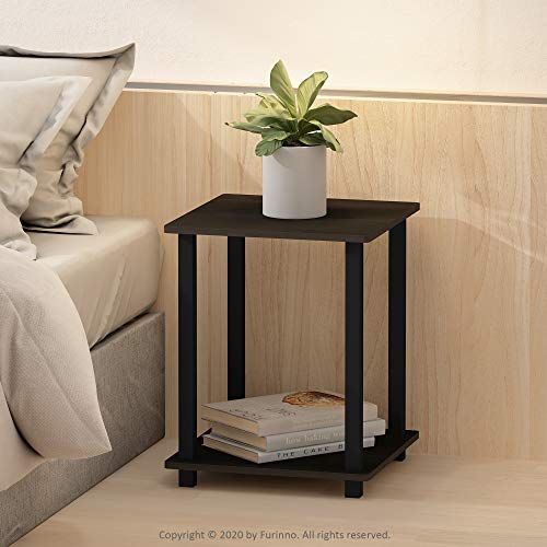 Furinno Simplistic Set of 2 End Table, Espresso/Black Pricepulse