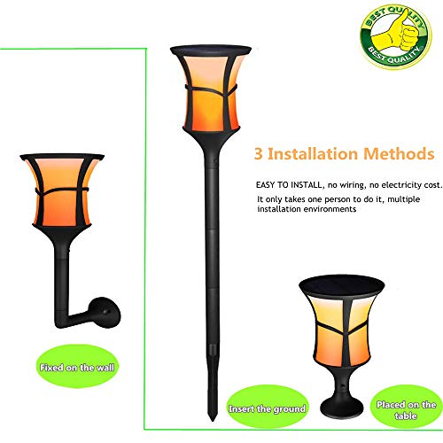 Solar Torch Lights Outdoor, 2-pack SOCO Waterproof Flickering Flames Torches Lights Solar Spotlights Landscape Decoration Lighting, Dusk to Dawn Auto On/Off Security Torch Light for Patio Driveway