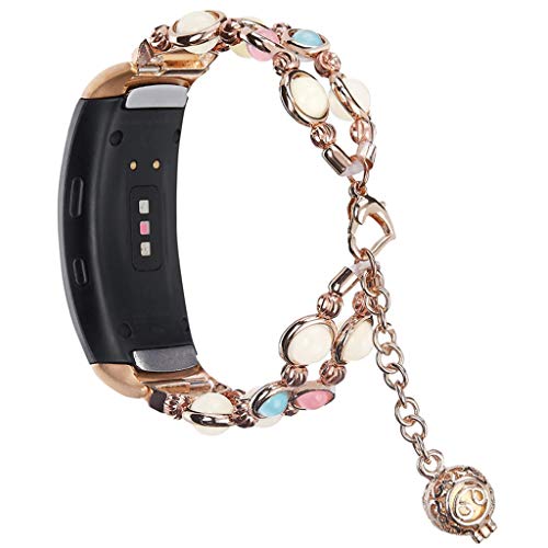 Sodoop for Samsung Gear Fit 2/Pro Band Adjustable Handmade Clasp Strap Night Luminous Pearl Bracelet Elastic Bead for Samsung Gear Fit 2/Pro Fitness Tracker,5.5-7.5inch,Women & Girl Gift - Thumbnail 3