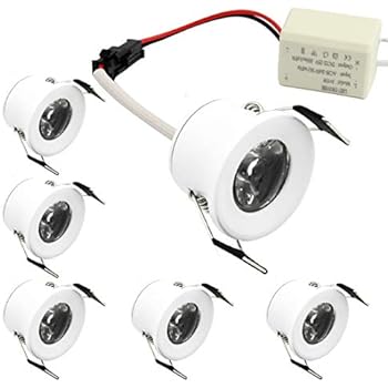 LEDIARY Small Led Lights, Mini Led Recessed Light, Bookshelf Display Lighting Showcase Lighting, White, 120v, 1.5w, Warm White 3000k, 6 Packs