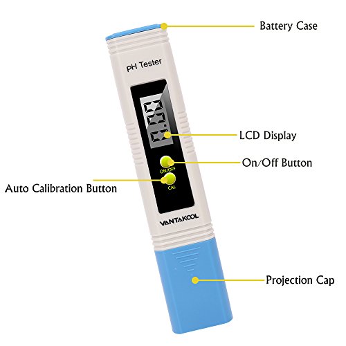 Digital PH Meter, VANTAKOOL PH Meter 0.01 PH High Accuracy Water Quality Tester with 0-14 PH Measurement Range for Household Drinking and Pool Water PH Tester Design with ATC