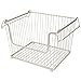 mDesign Stackable Metal Basket for Kitchen Storage - Large Wire Farmhouse Bin Basket w/Handles for Pantry - Stacking Wire Basket Organizer for Food, Drinks - Hyde Collection, 3 Pack, Satin