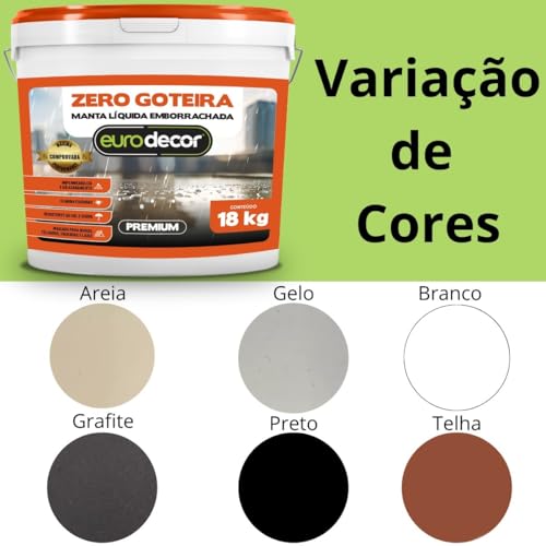 Manta Liquida Emborrachada Premium Euro Decor Zero Goteira 18KG Contra Fissuras Trincas Infiltrações (Branco Neve)