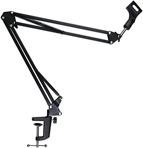 AYNOO Microphone Suspension Clip Stands Adjustable Boom Studio Scissor Arm Stand for Compact Mic families, stages, Voice-Over Sound Studio, broadcasting, and TV Stations Blue Snowball