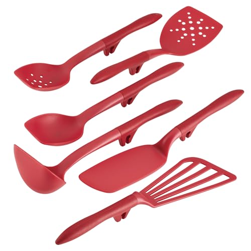 Rachael Ray Tools and Gadgets Lazy Tools Nonstick Kitchen/Cooking Utensil Set, 6 Piece - Red