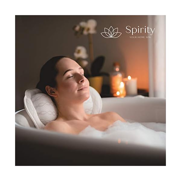 Spirity-Ergonomic-Bath-Pillow-with-Neck-and-Back-Support-Comfortable-Bathtub-Pillows-for-Relaxation-with-3D-Air-Mesh-Technology-Spa-Tub-Cushion-with-Strong-Suction-Cups-Luxury-Bath-Accessories Spirity Ergonomic Bath Pillow Neck and Back Support - Comfortable Neck Pillow for Relaxation - 3D Air Mesh Technology…