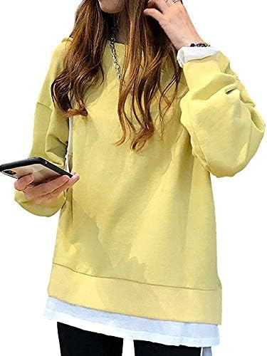 ［エアバイ］長袖 重ね着風 ゆる スウェット トレーナー プルオーバー 無地 レディース M～3XL