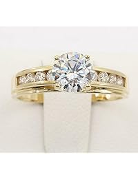 Decatur Diamond District Anillo de compromiso de oro amarillo o blanco de 14 quilates para mujer