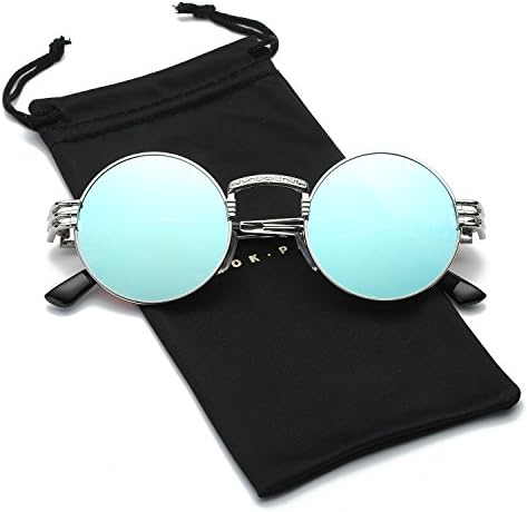 Dumok Round Metal Steampunk Vintage Circle Sunglasses DSR007