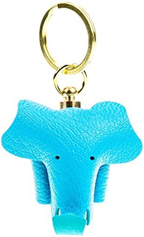 SALTY FISH Genuine Leather Purse Pendant Charm Keychain Decoration Gift for Women or Girls (Blue（elephant）)