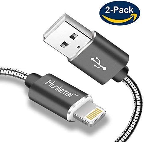 iPhone Charger Cable - Hunletai Lightning Cable [3.3ft/1m 2-Pack] Metal USB Fast Charging Cable for iPhone XS/XS Max/X/XR/8/7/6s/6 Plus/SE/5/5s/5c, iPad, iPod - Grey