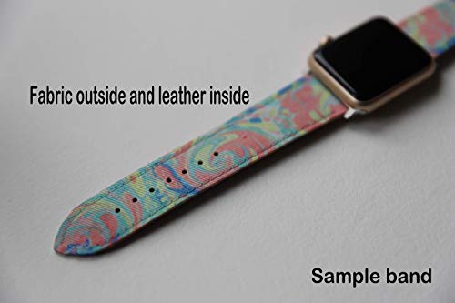 Wrist band strap compatible with Apple Watch iWatch all series adapters 38mm 40 mm 42mm 44mm series 1 2 3 4 Leather Fabric strap - Thumbnail 7