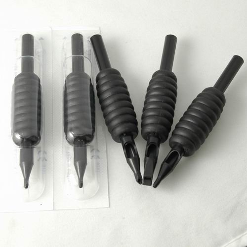 1Tattooworld X Sterilized Assorted (Rounds/Mags/Flats) Tubes With Black Rubber Grips 3/4", Grip-40-M34 (325142507263)
