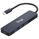 Elrigs USB C Hub, HDMI Adapter 7 in 1 Portable Dongle 4K USB-C to HDMI, 3 USB 3.0 Ports, SD/Micro SD/TF Card Readers Compatible with 2016/2017/2018 MacBook Pro, Google Chromebook, Samsung S9/S10+
