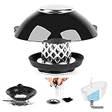 Yofidra Bathtub Stopper Hair Catcher for Shower Drain 2-in-1,Prevent Hair Clogs, Black,1PCS