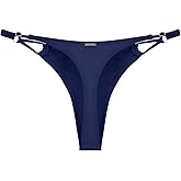 RELLECIGA Women’s Low Rise Sexy Thong Bikini Bottom Adjustable High Leg Swimsuit Bottoms