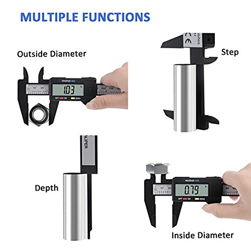 Diagtree 150mm 6inch LCD Digital Electronic Digital Vernier Caliper Carbon Fiber Vernier Caliper Gauge Micrometer Measuring Micrometer - Auto Off Featured Measuring Tool