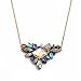 Lares Domi Vintage Gold-tone Crystal Incrusted Created Gemstones Classic Art Deco Style Pendant Necklace