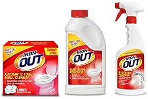 Iron Out Rust Stain Remover Automatic Toilet Bowl Cleaner Tablets, Powerful Gel Spray and Powder