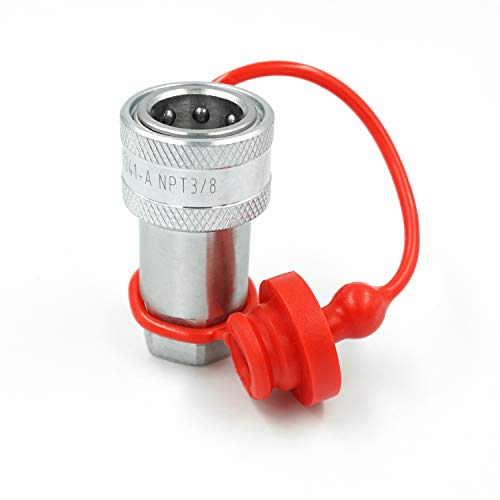 Raccord Hydraulique 3/8" NPT - Coupleur à Bille Pour Tracteur - Acier Zingué - Kit Avec Capuchons