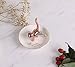 Copper Gold Cat Ring Holder Ceramic Dish Jewelry Tray Trinket Kitty Table Decor Stand