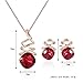Teniu Fashion Ruby Necklace Red Crystal Pendant Necklace Earring Set Rose Gold Jewelry Set Girls Women Accessories Jewelry Set