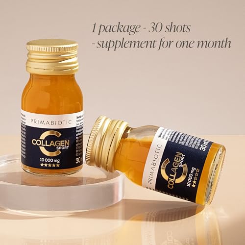 Collagen Liquid – Primabiotic Collagen Sport 10000 mg with Orthosilicic Acid | 90 Shots of 30 ml (2700 ml) | High-Protein Drink Supplement | 45 kcal per Serving | for Active People & Athletes