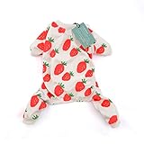 CuteBone Dog Pajamas Strawberry Dog Apparel Dog Jumpsuit Pet Clothes Onesie Pajamas P02(M)
