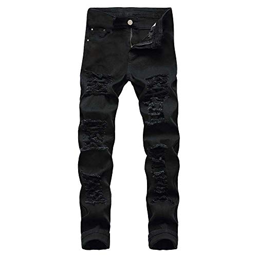 Classic Jeans Men Casual Denim Pants Cotton Straight Ripped Hole Trousers Pants