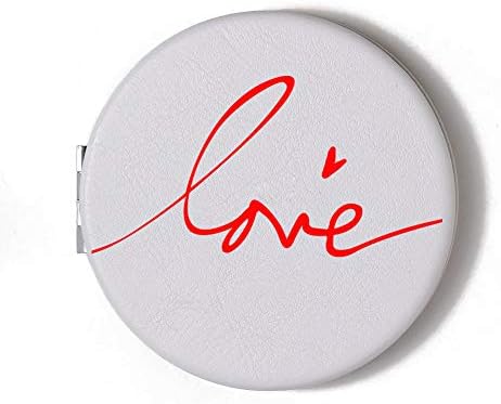 Maycari コンパクトミラー 2倍拡大 レザー 手鏡 かわいい ハンドミラー 折りたたみ 両面 拡大鏡 キャンペーンもお見逃しなく Love