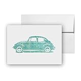 Beetle Car VW, Blank Card Invitation Pack, 15 cards