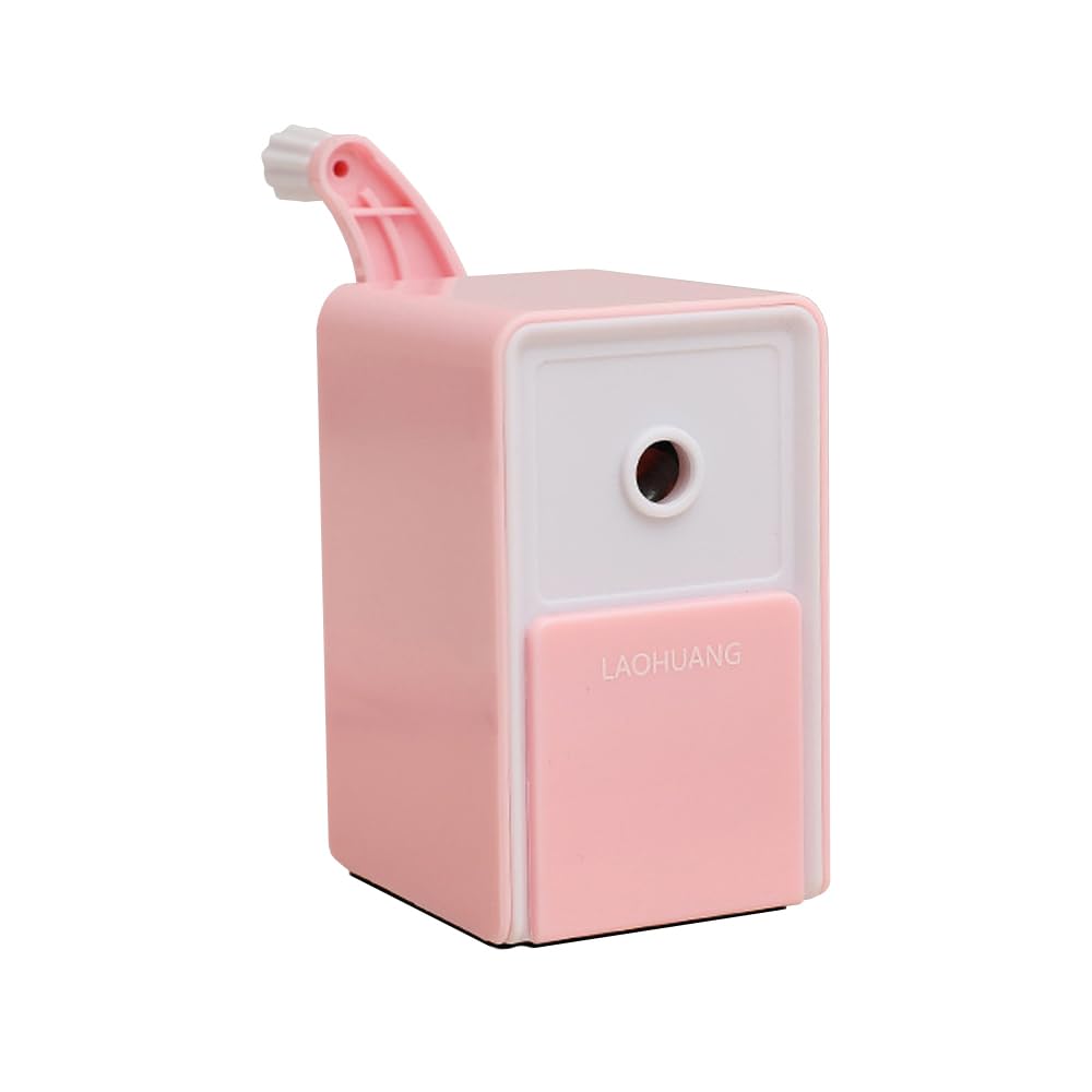 Xiedeai Desktop Pencil Sharpener Children's Manual Pencil Sharpener Automatic Feeeder Hand Crank Sharpener for Kids Gift Students School Stationery Office Supplies, Pink