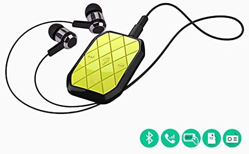 KSING Clip Bluetooth Player Portable Mini Silicone Sport Lossless Music Player with Transmitter Support FM/TF Card, Bluetooth Selfie, Answer Call (Yellow)