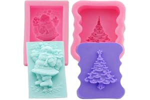 2 Pack Silicone Mold Xmas Sets, Santa Claus and Christmas Tree Shape Craft Art Silicone Soap Mold, Craft Molds DIY Handmade Soap Gifts - Soap Making Supplies by YSCEN