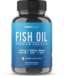 Image of Premium Fish Oil Omega 3 - Max Potency - 3,600mg + 1,296mg Epa + 864mg DHA + Immune Support + Heart & Brain Health + Joint & Skin Support + Burpless + Natural Lemon Flavor, 120 Capsules per Se