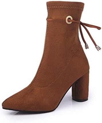 Women Buckle Ladies Belt Faux Warm Boots Ankle High Heels Martin Shoes by Topunder