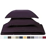 Duvet Cover for a Duvet Insert Comforter, Queen Size, Purple Eggplant Solid Color, 100% Double Brushed Microfiber Fabric 1800 Series Luxury Bedding Collection, Hypoallergenic, Most Cozy Comfortable Bedroom Set on Amazon, Basic 3-Piece Set Includes Silky Soft Duvet Cover with Pillow Shams, Supreme Quality Bed Linen Sale by Nestl Bedding