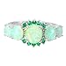 CiNily Silver Plated Green Opal Emerald Gemstone Ring Size 5 Jewelry Gift for Women