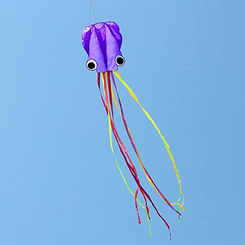 Set Of 4 Large 157.5" High Cartoon Big Round Eyes Octopus Kites With Colorful Ribbon and Kite Board With 98.4 Foot String For Kids Toy Enjoy Parent-child Time Beach Park Outdoor - Thumbnail 3
