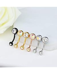 Jstyle 10   30 piezas 14 G acero inoxidable ombligo anillos para mujeres niñas acrílico corto ombligo anillos CZ cuerpo Piercing