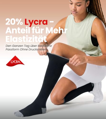 PULIOU Compression Stockings for Men and Women, 2 Pairs, 20-30 mmhg Circulation, Breathable Support Stockings, Compression Socks for Sports, Flight, Standing Occupations