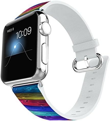 Compatible for Apple Watch 42MM Leather Band Replacement Bracelet Strap for iWatch 42mm Series1 and Series 2 Series 3 - Purple Wood Grain Pattern