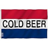 Anley [Fly Breeze 3x5 Foot Cold Beer Flag - Vivid Color and UV Fade Resistant - Canvas Header and Double Stitched - Advertising Beer Flags Polyester with Brass Grommets 3 X 5 Ft