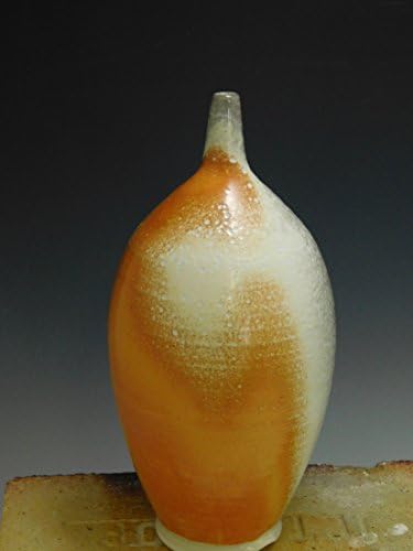 Soda Fired Bottle Vase, Porcelain 8" tall