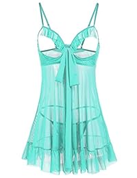 Avidlove - Conjunto de lencería de encaje para mujer, con volantes, cuello en V, con tirantes