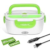 YISSVIC Electric Lunch Box Food Heater Portable Food Warmer 110V Home and 12V Car Use with Removable Stainless Steel Container Food Grade Material