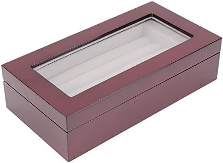 Wood Jewelry Ring Case, Glossy Finish Jewelry Storage Box With Ring Rows-Maroon Glossy-Red