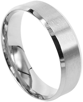Everstone Men Titanium Ring Silver Matte Wedding Band Anniversary Engagement Ring Valentine's Day Gift 7mm