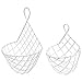 MyGift Wall Mounted White Metal Wire Hanging Fruit and Produce Baskets, Large and Small Sized Racks, 2 Piece Set
