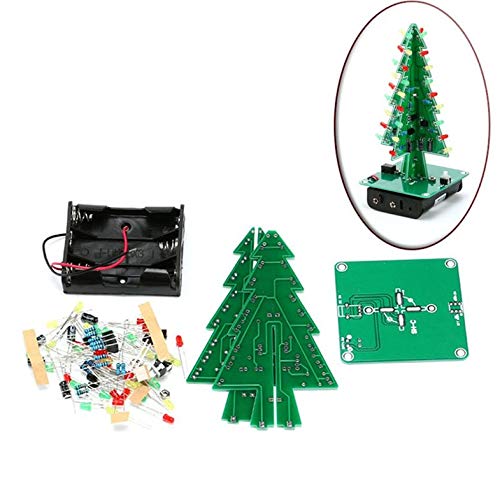 CloverUS 3D Christmas Tree LED DIY Kit Red/Green/Yellow Flash Circuit Parts Electronic Environmentally Friendly Materials